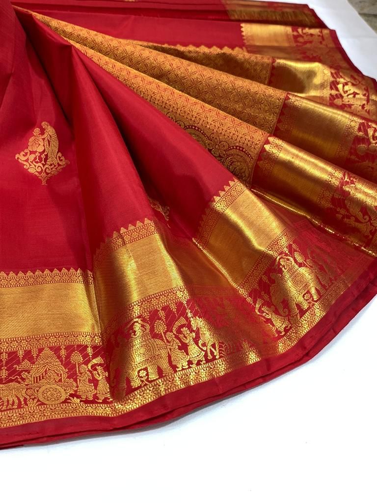 Red Palakhi By Aab Soft Lichi Silk Jacquard Border Saree 